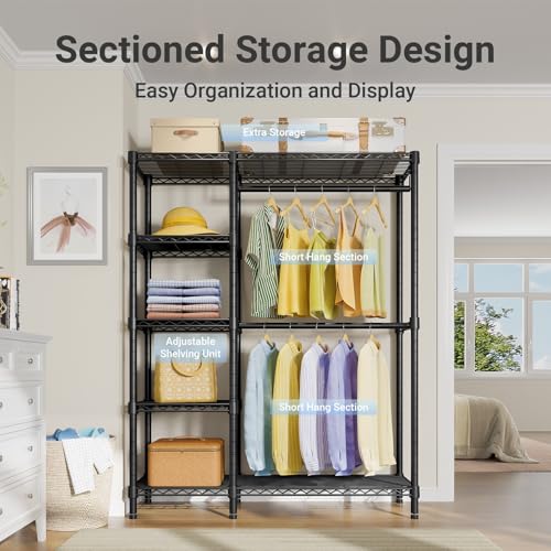 V7 Clothes Rack with Shelves Heavy duty Closet for Hanging Clothes