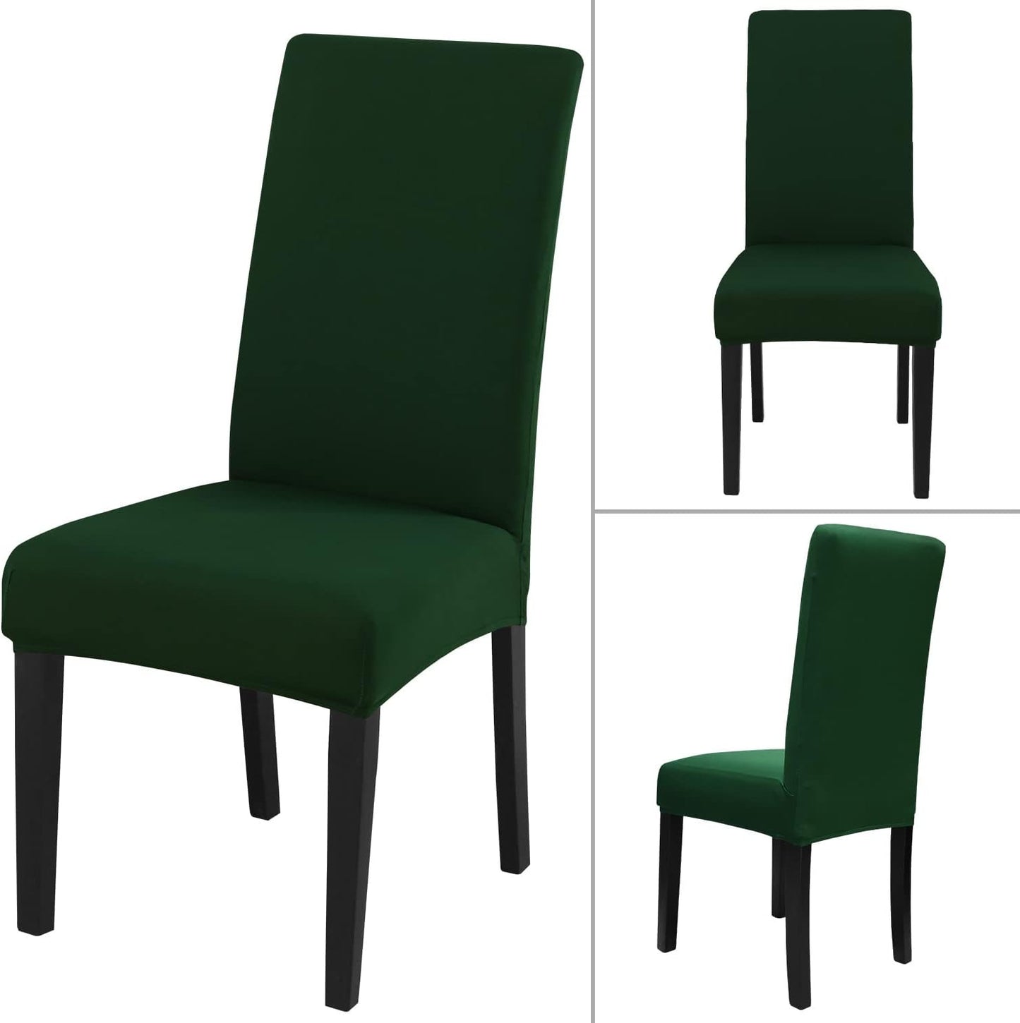 JQinHome Chair Covers for Dining Chairs, High Stretch Removable Washable Chair Protector Cover Set of 4, Chair Slipcovers for Dining Room, Kitchen,Home Party,Wedding Ceremony(Hunter Green, 4PC)