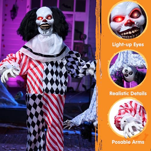 64" Halloween Animatronics Clown Holding Doll