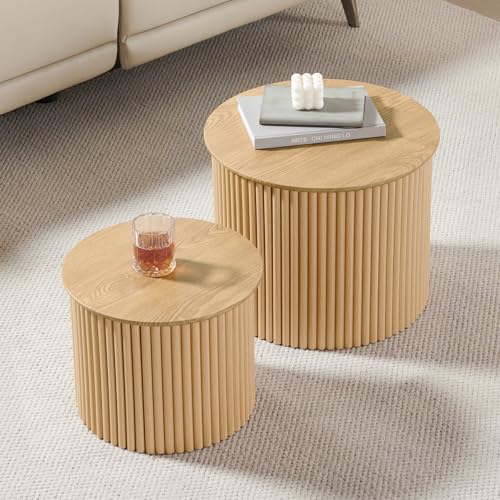 Fluted Round Nesting Coffee Table Set of 2 (2 Count)