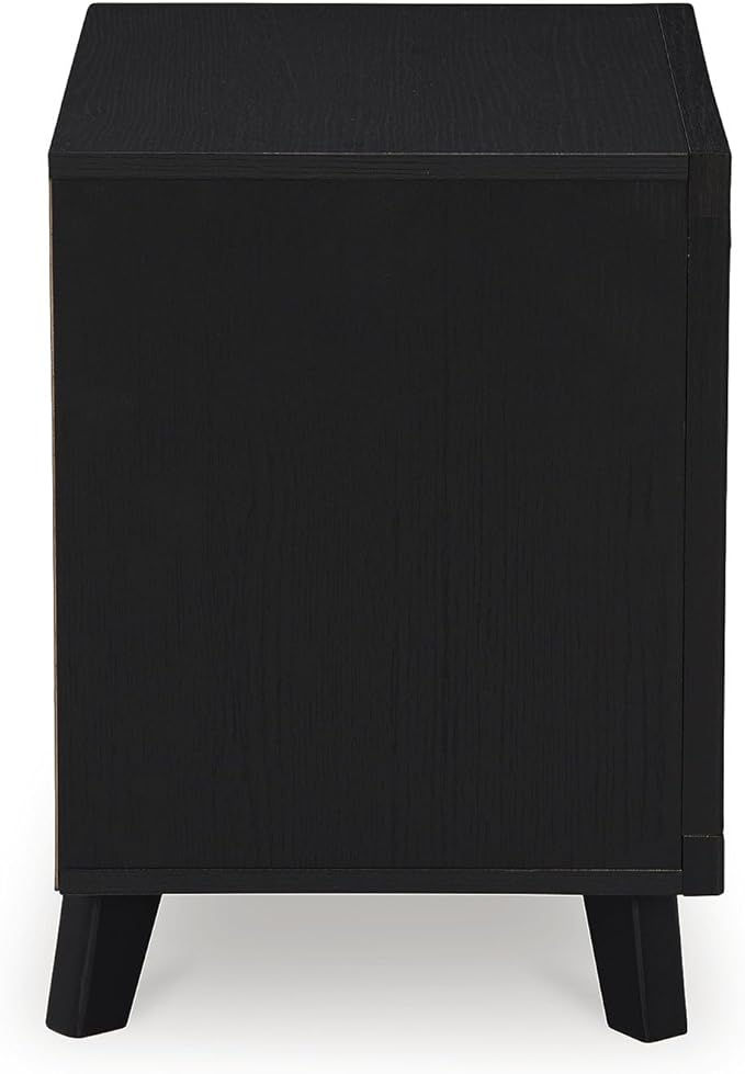 Signature Design by Ashley Danziar Modern 2 Drawer Nightstand with Wireless Charging and USB Ports, 24.37" Tall, Black