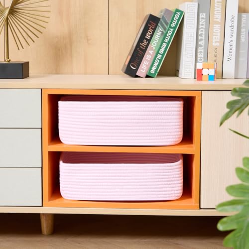Large Shallow Organizing Baskets 15x11x5.1 Inches (2 Count)