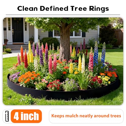 Landscape Edging 4 Inch Tall No Dig Garden Edging Border 60FT with 60 Metal Stakes (60 Count)