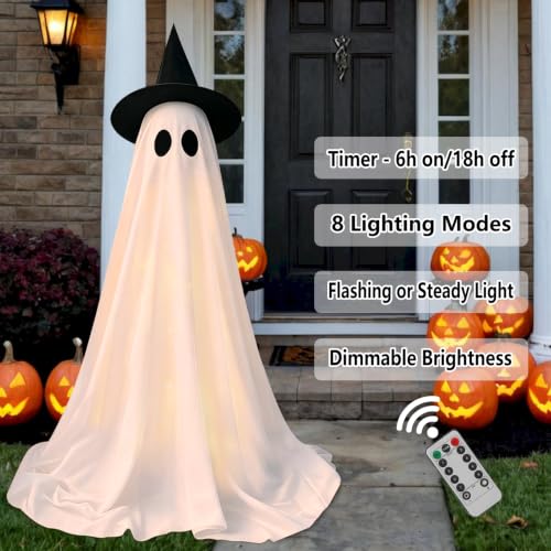 2Pack Halloween Ghost Decorations Outdoor with Remote Lights (2 Count)