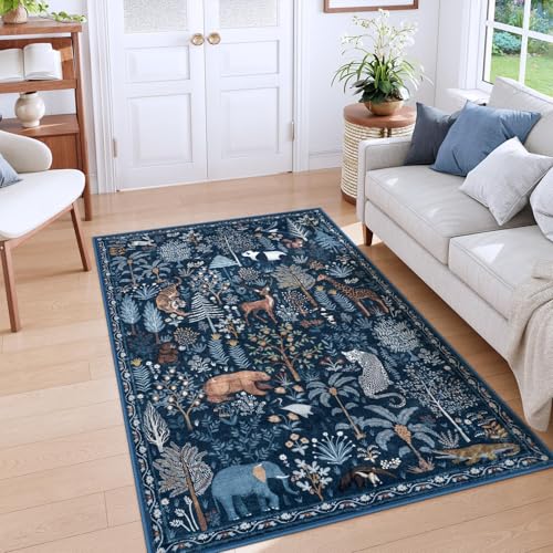 Jungle Blue 5x7 Rugs for Living Room Soft Ultra (33.2 Sq Ft)