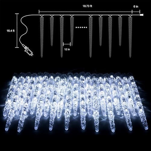 Icicle Lights for Outside with Remote (100 Count)