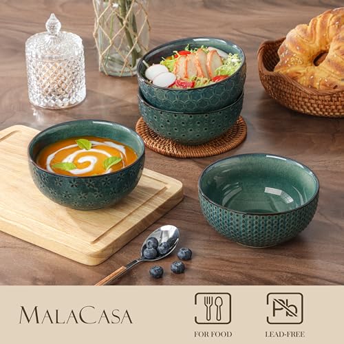 Cereal Bowls 30 Ounce Ceramic Green Soup Bowl for Kitchen (120 Fl Oz)