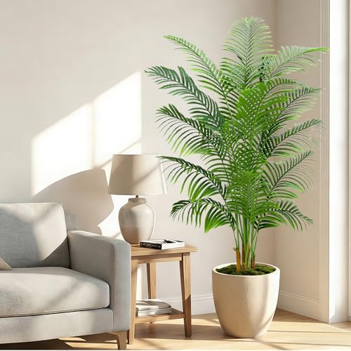 2 Pack Artificial Palm Tree Indoor Plant 7FT Tall Fake Tropical Palm Tree in Pot (2 Count)