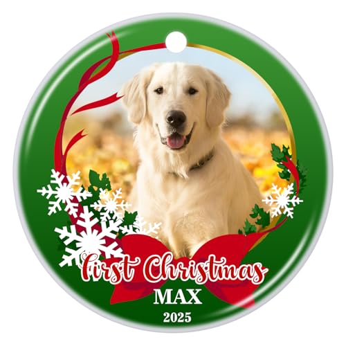 Personalized Christmas Ornament 2025 Custom Pet Memorial Gifts Photo Ornament Dog Cat First Christmas Ornaments Customized Xmas Tree Decorations Keepsake Gift for Dog Lovers