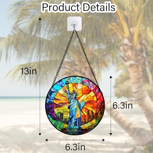 Statue of Liberty Stained Glass Window Hanging Suncatcher Gifts 6.3"