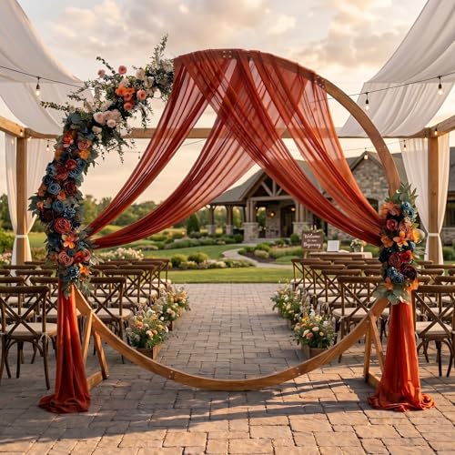 7.5FT Circle Wood Arch for Wedding Ceremony Arbor Backdrop Stand for Garden Wedding Parties