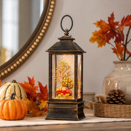 10'' Fall Snow Globe Lantern