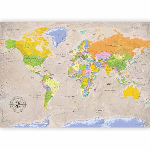 Wall Mural World Map 135x101 in (94.5 Sq Ft)