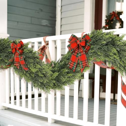 2PCS 9FT Lifelike Touch Artificial Cedar Garland for Mantle Christmas Decor