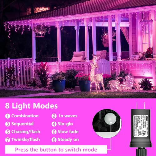 33ft 400 LED Pink Icicle Lights (33 Foot)