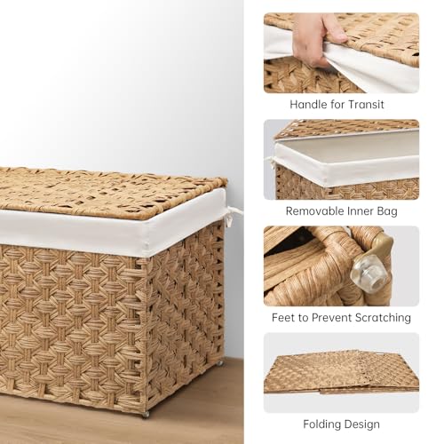 Large Wicker Storage Basket with Lid