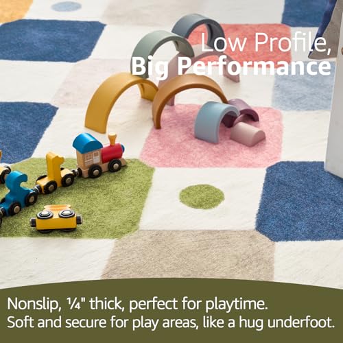 Corner Rug Washable Kids Rug Colorful Classroom Nursery Play Mat (49 Sq Ft)