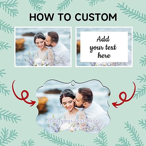 Personalized Christmas Ornaments 2025 Wood Custom Picture Text Hanging Ornament Customized Christmas Tree Decorations Keepsake Gift for Family Couples Xmas Tree Home Decor