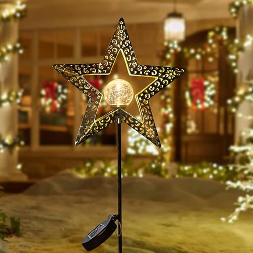 Star Solar Lights Garden Outdoor Decor Waterproof Metal Solar Stakes Lights for Patio Yard Walkway Lawn Patio Mothers Day Garden Gifts Mom Wife Grandma