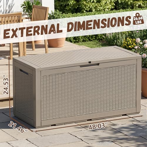 121 Gal Waterproof Outdoor Storage Box Lockable Deck Box