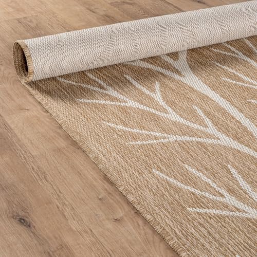 Washable Indoor Outdoor Rug 9x12 Modern Area Rugs Branch Pattern Non Shedding Waterproof Easy Clean Patio Deck Porch Living Room Bedroom Garden RV (108 Sq Ft)