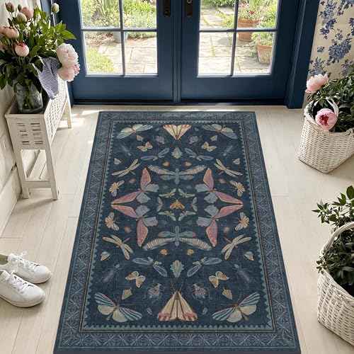 Blue Vintage Boho Area Rug 3x6 (18 Sq Ft)