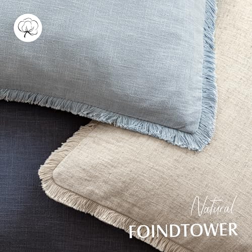 Decorative Linen Fringe Throw Pillow Covers 26×26 Inch (2 Count)