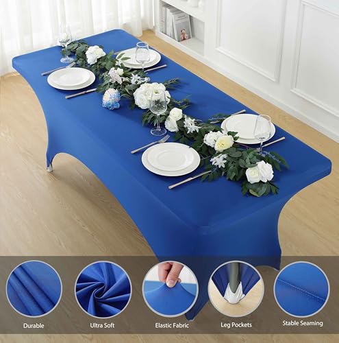 2 Pack 8ft Royal Blue Spandex Tablecloth