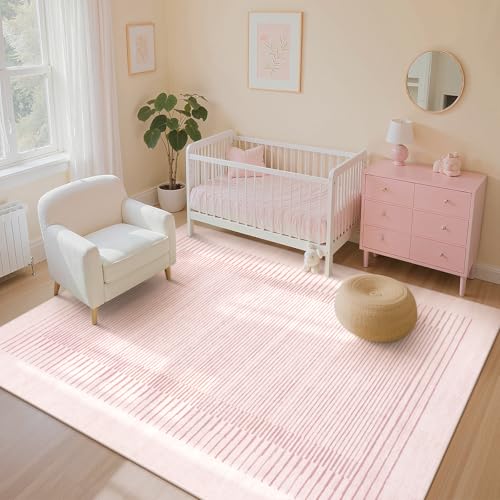 Washable Striped Living Room Area Rug 5x7 (35 Sq Ft)