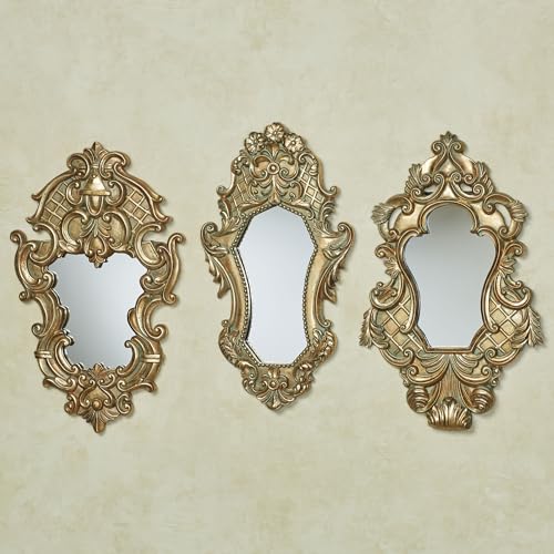 Lattice Scroll Gold Traditional Classic Wall Mirrors (3 Count)