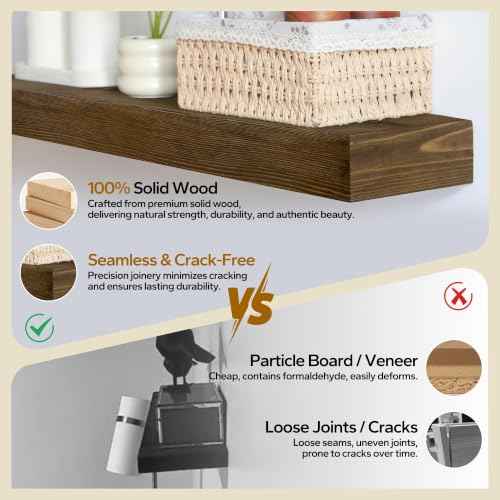 Floating Shelves 3 inch Thick for Wall Set of 2 (2 Count)