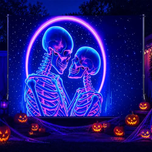 Halloween Tapestry Skull Wall Art 78x59 Inch Uv Reactive Tapestry