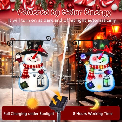 12x18 Solar Christmas Snowman Garden Flag