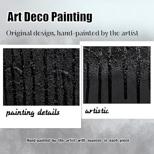 Abstract Canvas Wall Art for Living Room Black Painting Wall Art for Bedroom Modern Wall Decor for Office Size 20 x 40 Inch