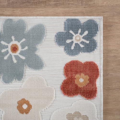 Outdoor Rug 5x7 Modern Floral Tropical Area Rugs for Outdoor and Indoor Patio Easy to Clean Non Shedding Living Room Porch Garden Washable Outside Carpet (35 Sq Ft)