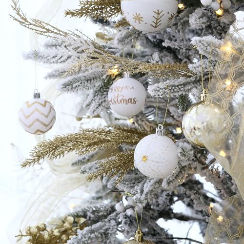 30 Pack Glitter Print Contrast Color Christmas Ball Ornaments (30 Count)