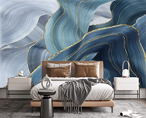 Gilding Marble Blue wall Mural Wallpaper for Bedroom 137" x 100" (95.12 Sq Ft)