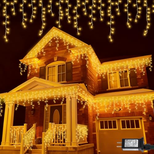 Warm White Icicle Lights for Outside (66 Foot)