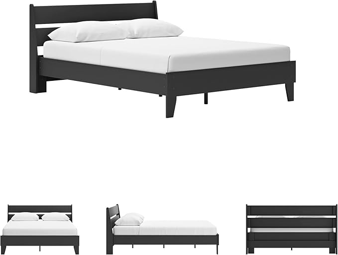 Signature Design by Ashley Socalle Casual Queen Panel Platform Bed, Foundation or Box Spring Not Needed, Black
