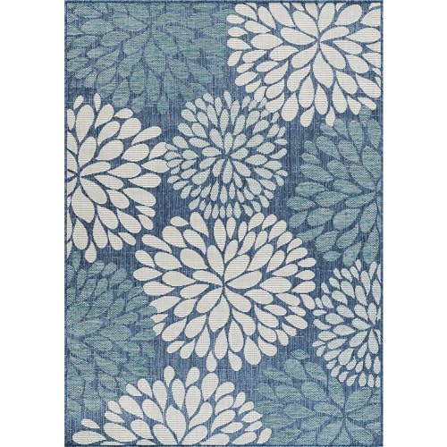 Outdoor Rug 8x10 Modern Exotic Tropical Leaf Area Rugs for Indoor and Outdoor Patio Deck Porch Garden Water Resistant Washable Outside Carpet