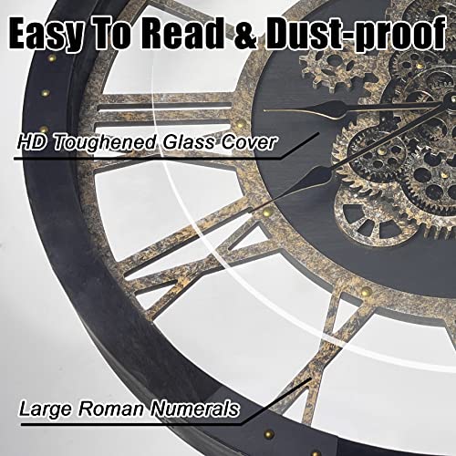 36" Extra Large Wall Clock with Moving Gears