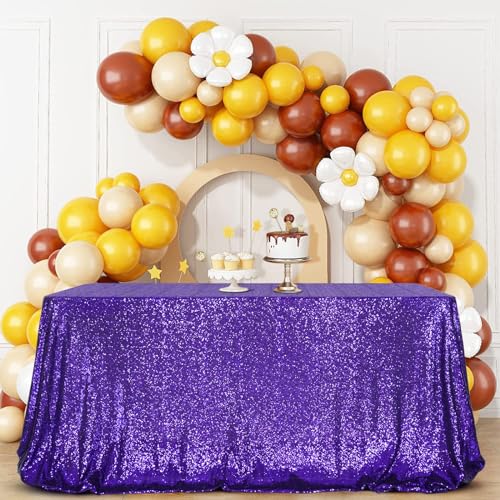Sequin Tablecloth 60x102 Inch Purple for Wedding Halloween Party