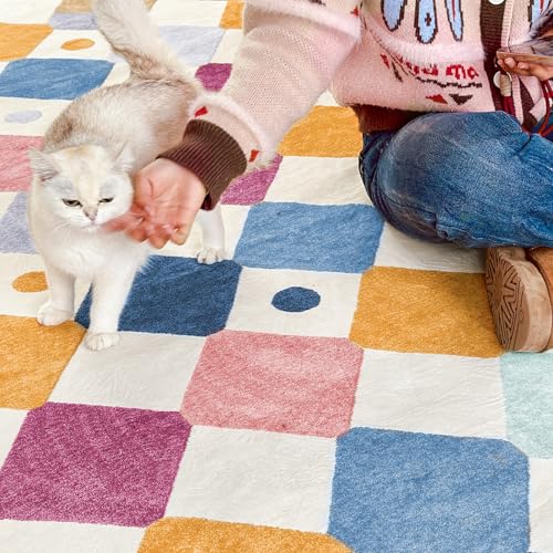 Round Kids Rug 5ft Washable Playroom Colorful Play Mat Berries (19.63 Sq Ft)