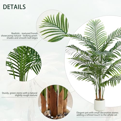 Artificial Palm Tree Indoor Plant 5FT Tall Fake Tropical Palm Tree in Pot