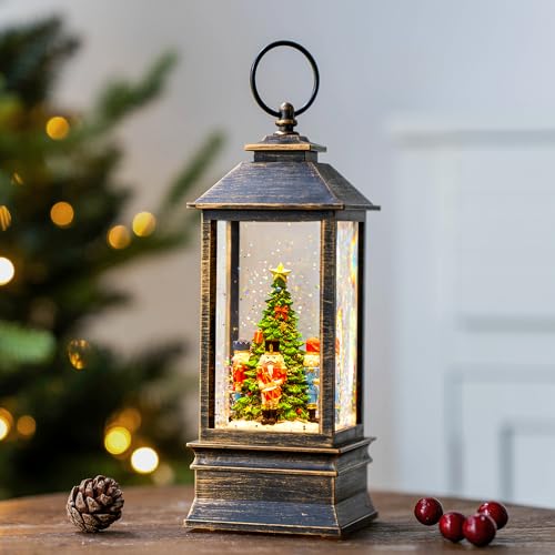 Christmas Snow Globe Water Lantern with Nutcracker Scene Battery Operated or USB Powered Musical Lighted Holiday Decoration for Tabletop Display for Family and Friends