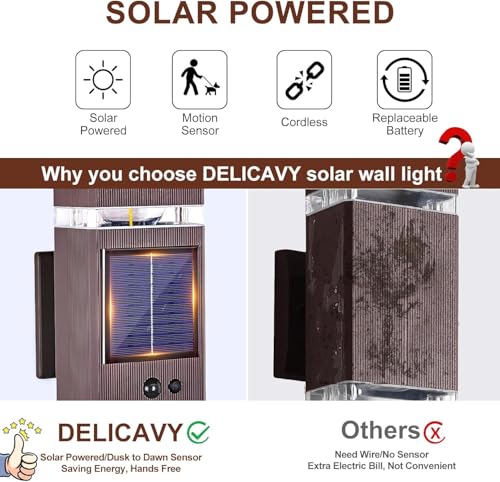 Oil Rubbed Bronze Solar Outdoor Wall Lights with 3
