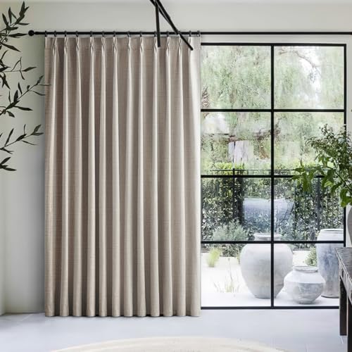 88 Inch Blackout Curtains for Living Room Thermal Noise Reduction Sliding Door Two Burg Country Style Linen Window Curtain & Drapes for Track System Back Tab (2 Count)