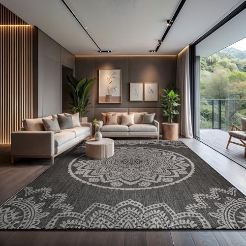 Outdoor Rug 10x14 Modern Area Rugs for Large Indoor and Outdoor Patios and Porches