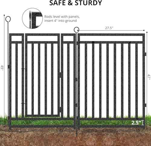 72ft (L) × 47in (H), 28 Panels & 4 Gates Garden Fence, Durable Outdoor Yard Barrier, Secure Garden Fencing, Weather-Resistant Fence for Privacy & Decoration, Black-Silver