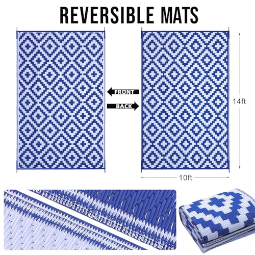 Outdoor Rug 10x14 ft Waterproof Reversible Mat
